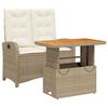 vidaXL Set da Pranzo da Giardino 2 pz con Cuscini Beige in Polyrattan
