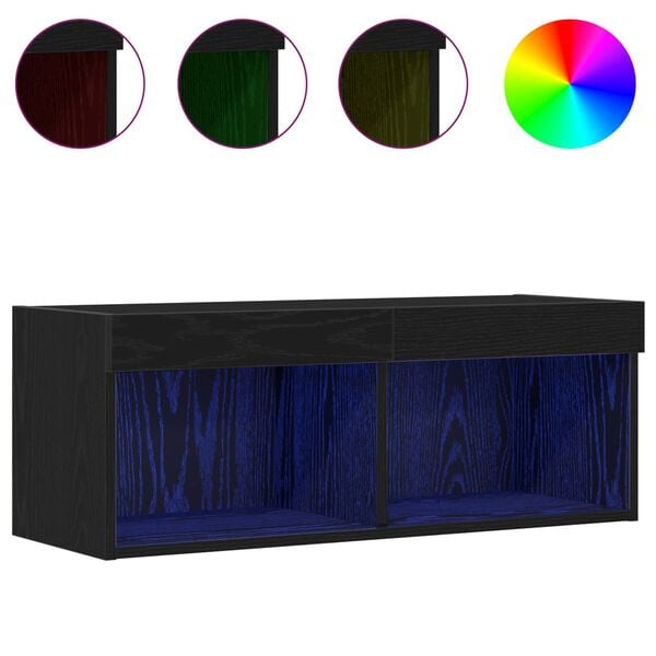 vidaXL Set mobile TV Rovere Nero 80 x 30 x 30 cm Legno multistrato