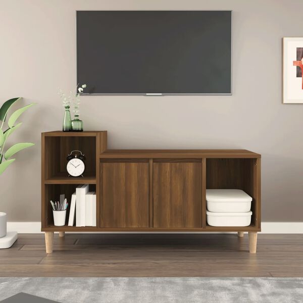 vidaXL Mobile TV Rovere Marrone 100x35x55 cm in Legno Multistrato
