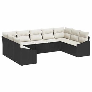 vidaXL Set Divano da Giardino 9 pcs Nero e Crema polyrattan