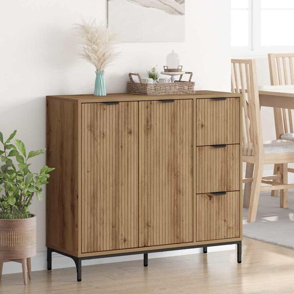 vidaXL Credenza Rovere artigianale 89,5 x 33 x 82 cm Legno multistrato