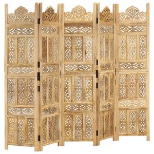 vidaXL Divisorio a 5 Pannelli Intagliato 200x165cm Massello di Mango