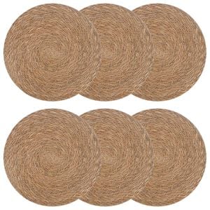 vidaXL Tovagliette in erba di mare 6 pz Naturale 100% Erba marina
