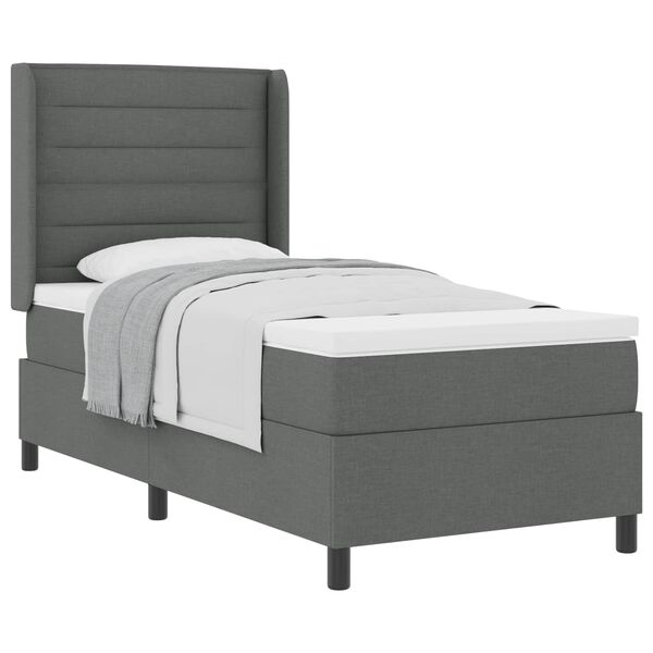vidaXL Letto a molle con materasso Grigio scuro 90 x 190 cm Tessuto