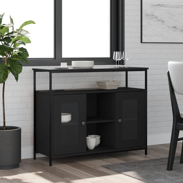 vidaXL Credenza Nera 100x35x80 cm in Legno Multistrato