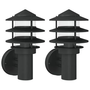 vidaXL Applique da Esterno 2 pz Nere in Acciaio Inossidabile