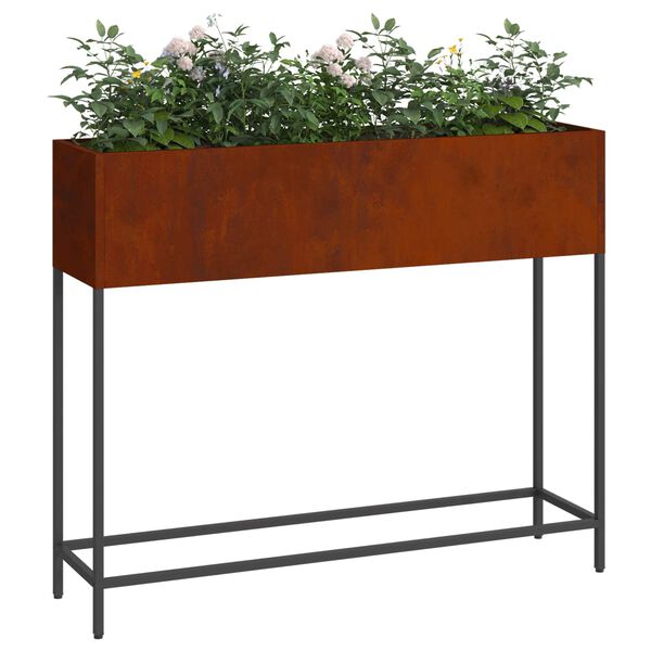 vidaXL Vaso da Giardino Rialzato Ruggine 100 x 26 x 82 cm