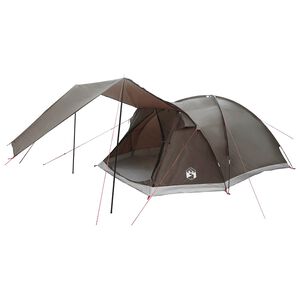 vidaXL Tenda Capanna Marrone grigio 6 persone Poliestere e Acciaio