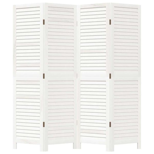 vidaXL Divisorio Ambienti 4Pannelli Bianco Legno Massello di Paulownia