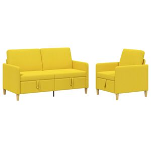 vidaXL Set di Divani con Storage 2 pz 3 posto Giallo Chiaro Poliestere