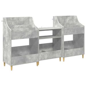 vidaXL Set di Mensole per Media 3 pz Grigio Cemento 212 x 46 x 112 cm