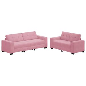 vidaXL Divano 2 pz Rosa Velluto