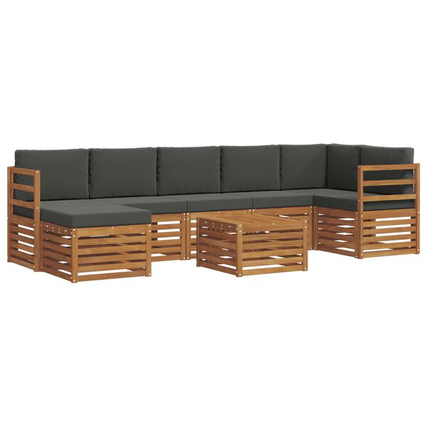 vidaXL Set divani 8 pcs Naturale e Antracite Legno di Acacia Massello