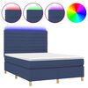 vidaXL Letto a Molle con Materasso e LED Blu 140x190 cm in Tessuto