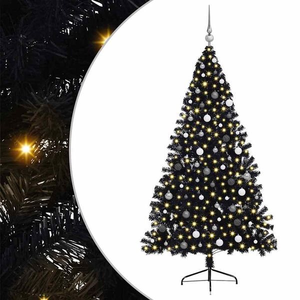 vidaXL Albero di Natale artificiale con luci integrate Nero 210 cm PVC