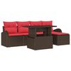 vidaXL Set Divano da Giardino 6 pz Marrone Poly Rattan