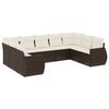 vidaXL Set Divani da Giardino 9pz con Cuscini Marrone in Polyrattan