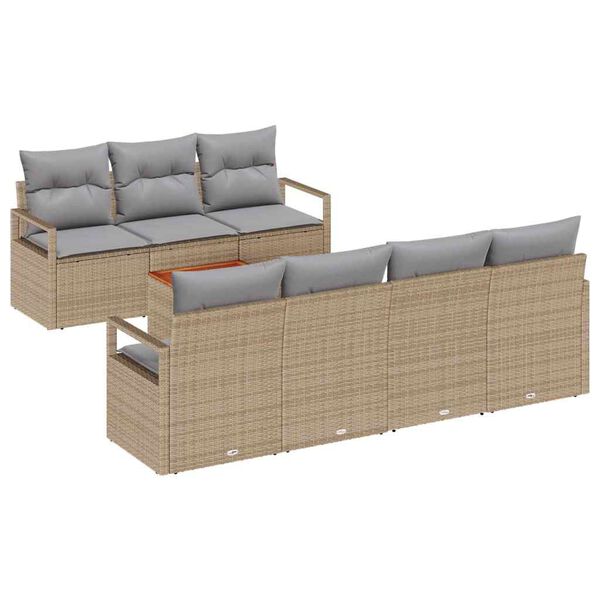 vidaXL Set Divano da Giardino con cuscino 8 pcs Beige polyrattan