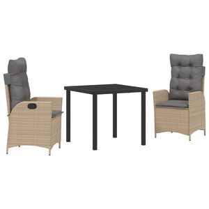 vidaXL Set da Pranzo per Giardino 3 pz Beige polyrattan