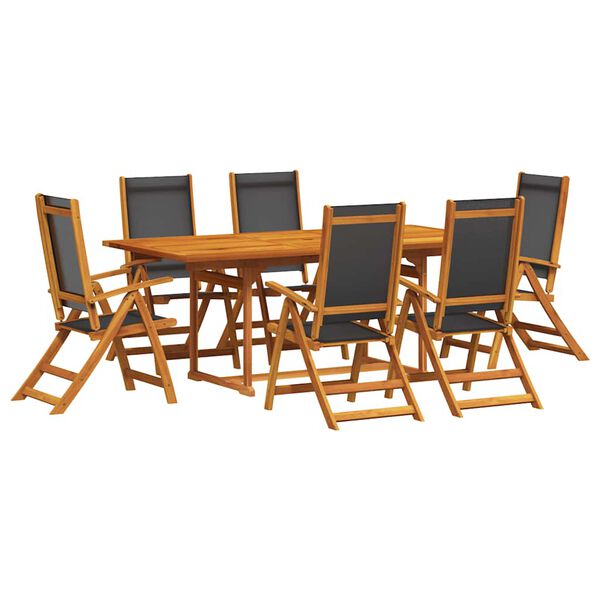 vidaXL Set Pranzo da Giardino 7pz Legno Massello di Acacia e Textilene