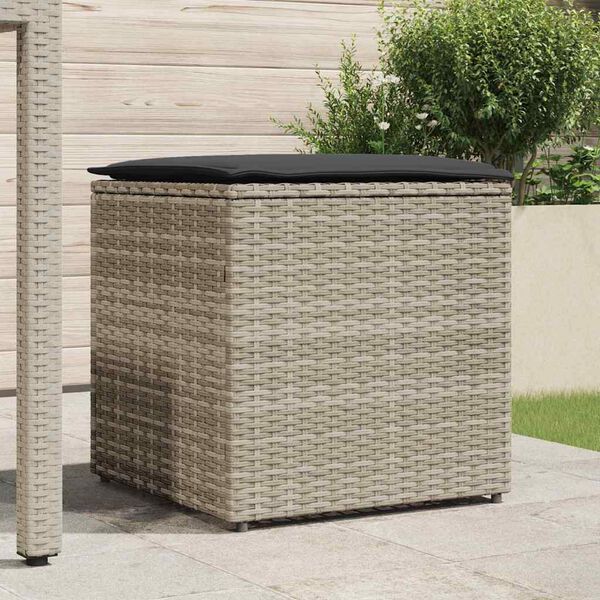 vidaXL Scatola per Cuscini Grigio chiaro 50 x 50 x 50 cm polyrattan
