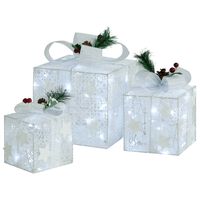 vidaXL Scatole Regalo Decorative Natale 3pz Bianche da Esterno Interni