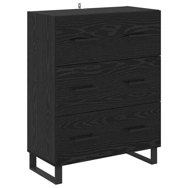 vidaXL Credenza con cassetto Rovere Nero 69,5 x 34 x 90 cm