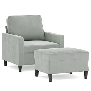 vidaXL Poltrona con Poggiapiedi Grigio Chiaro 60 cm in Velluto