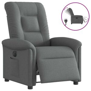 vidaXL Poltrona Elettrica Reclinabile Grigio Scuro in Tessuto