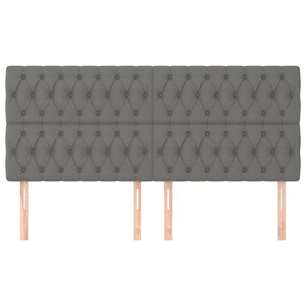 vidaXL Testiera Grigio Scuro 180x7x118/128 cm Tessuto