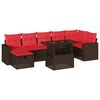 vidaXL Set Divani da Giardino 8 pz con Cuscini Marrone in Polyrattan