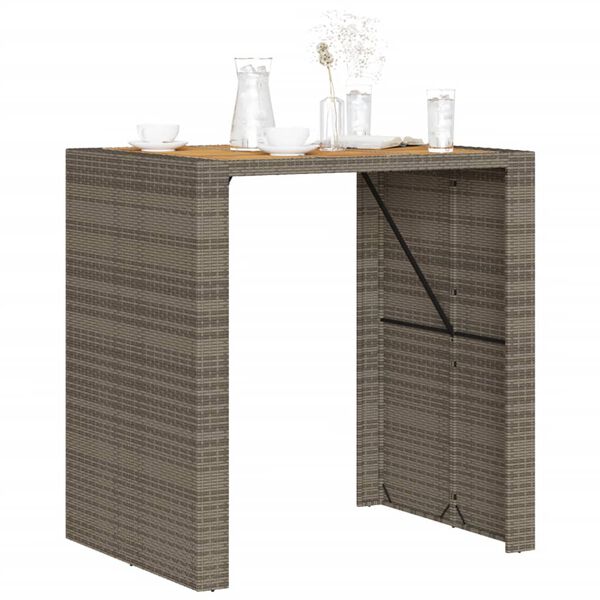 vidaXL Tavolo Bar da Giardino Piano in Acacia 105x80x110 cm Polyrattan