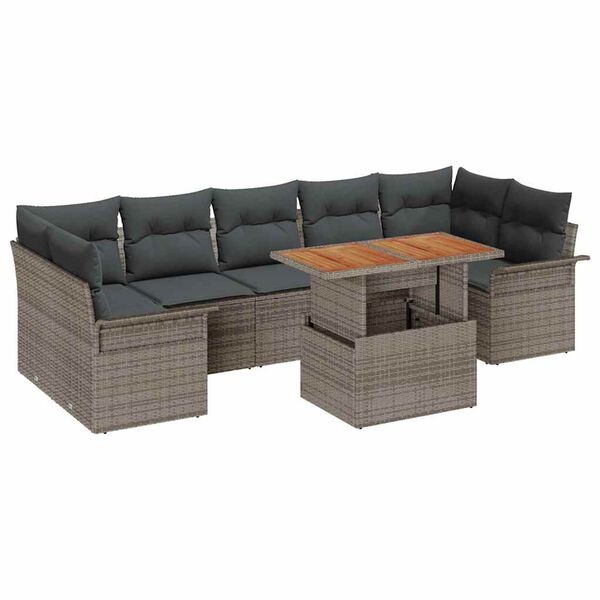 vidaXL Set Divano da Giardino 8 pcs Grigio Poly Rattan
