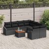 vidaXL Set Divano da Giardino con cuscino 9 pcs Nero polyrattan