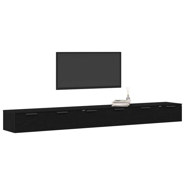 vidaXL Mobile a muro con cassetto 2 pcs Rovere Nero 102 x 30 x 20 cm