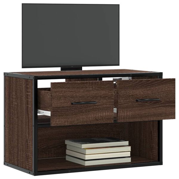 vidaXL Mobile TV Rovere Marrone 60x31x39,5cm in Truciolato e Metallo