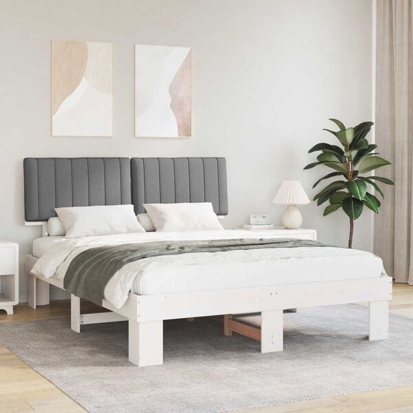 vidaXL Letto con Testiera Rivestita Grigio chiaro 160 x 200 cm