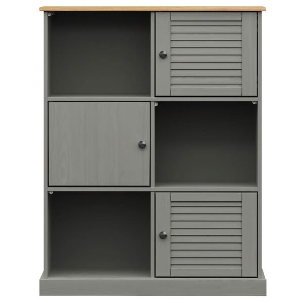 vidaXL Libreria VIGO 90x35x114,5 cm in Legno Massello di Pino Grigio