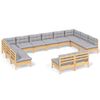 vidaXL Set Divani da Giardino 12 pz con Cuscini Grigi Massello di Pino
