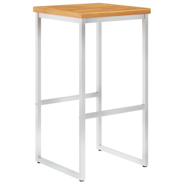 vidaXL Sgabelli da Bar 2 pz in Legno Massello di Acacia e Acciaio Inox