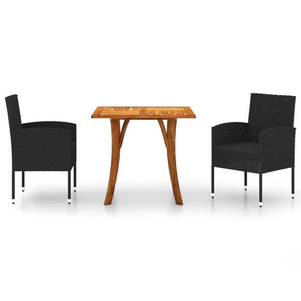 vidaXL Set Mobili da Pranzo per Giardino 3 pz Nero
