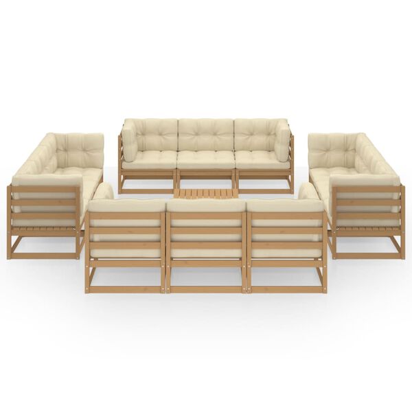 vidaXL Set Divani da Giardino 13 pz con Cuscini Legno Massello di Pino