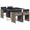 vidaXL Set da pranzo da giardino da 5 pz con Cuscini in Polyrattan Grigio