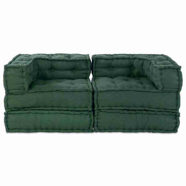 vidaXL Divano modulare 2 pcs Verde 140 x 70 x 56 cm Tessuto