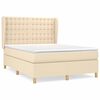 vidaXL Giroletto a Molle con Materasso Crema 140x19 cm in Tessuto
