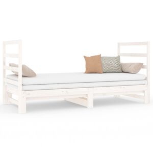 vidaXL Dormeuse Estraibile Bianca 2x(90x190) cm Legno Massello di Pino