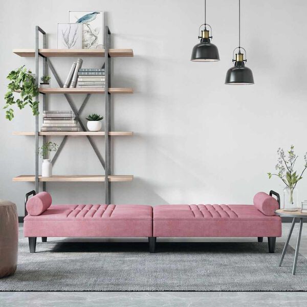vidaXL Divano Letto con Braccioli Rosa in Velluto