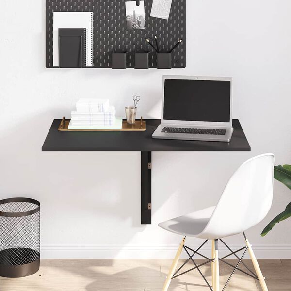 vidaXL Tavolino da Parete Pieghevole Nero 110x38x75 cm in Multistrato