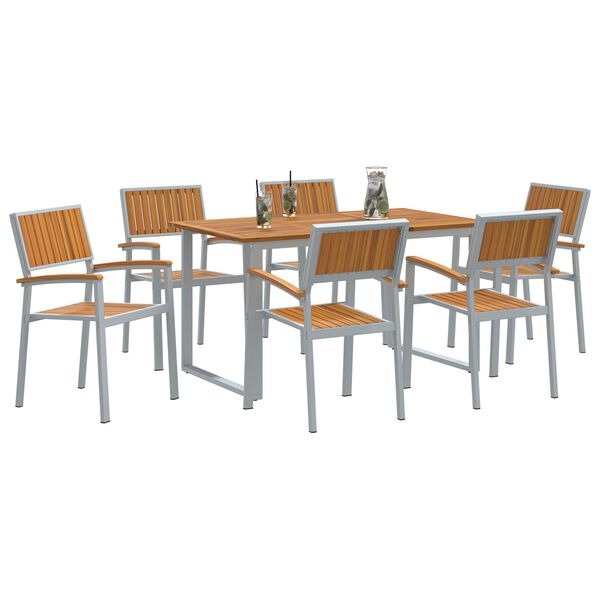 vidaXL Set da Pranzo per Giardino 7 pcs Grigio e marrone