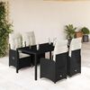 vidaXL Set Bistr&ograve; da Giardino 5 pz con Cuscini in Polyrattan Nero